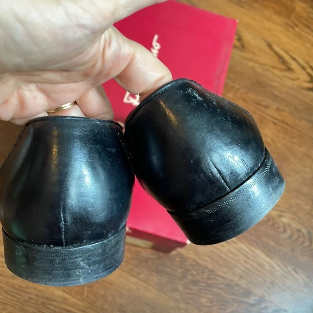 Vtg‎ Salvatore Ferragamo “Caronte” black Oxford style slip on dress shoes